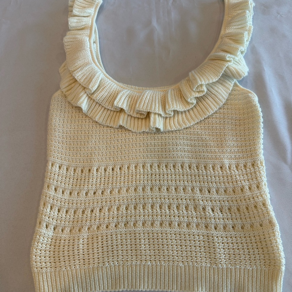 7 For All Mankind Cream Knit Sweater Size Small